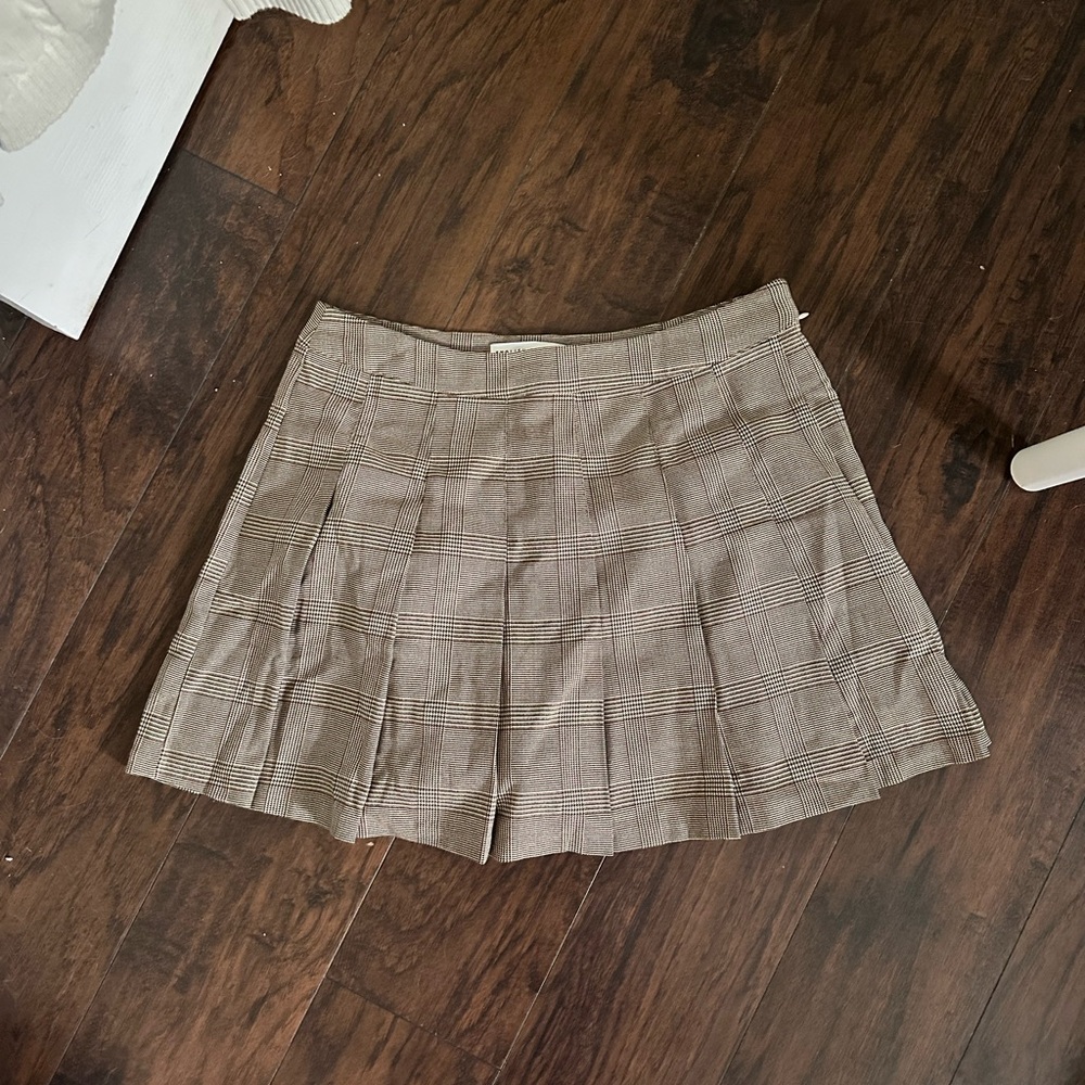 English Factory Plaid Mini Skirt in Brown